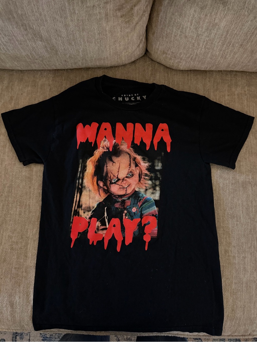 Kids Black 'Wanna Play?' Chucky Graphic Tee